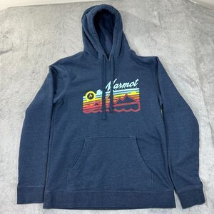 Marmot Hoodie Men’s Medium Blue Retro Mountain Sunset Graphic Pullover